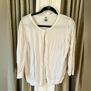 White button down cardigan